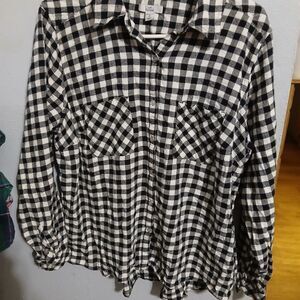 Croft & Barrow Black and White Plaid Shirt
